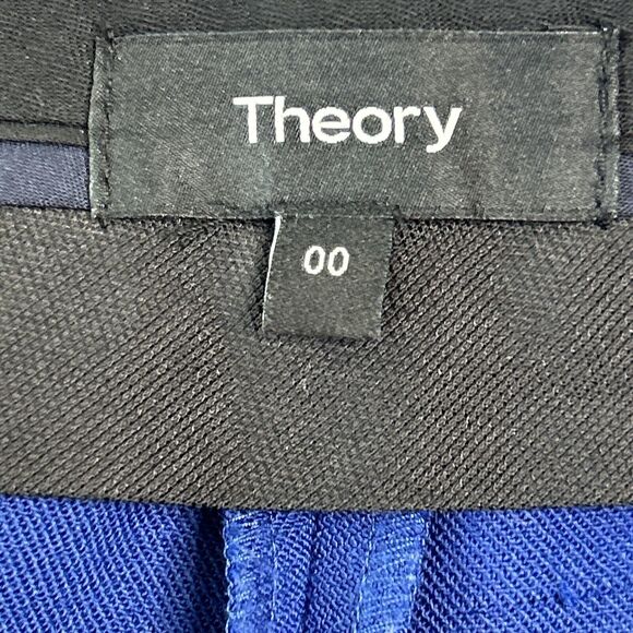 Theory Women's Size 00 Cardinal Trouser Bi-Stretch Wool Blue - Picture 4 of 9